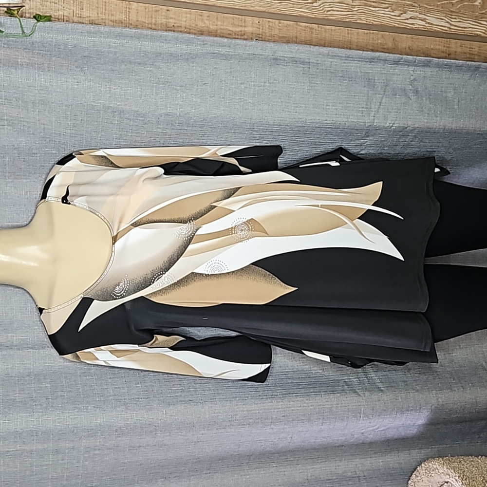 VALENTINA BLACK TUNIC WITH RHINESTONES AND MULTI DESIGN